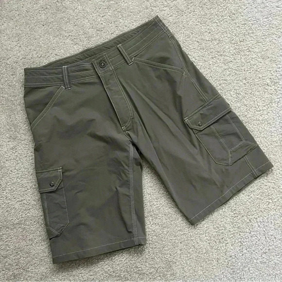 Kuhl Cargo Shorts Outdoor Active Hiking Men’s Size 34 Dark Khaki 12” Inseam